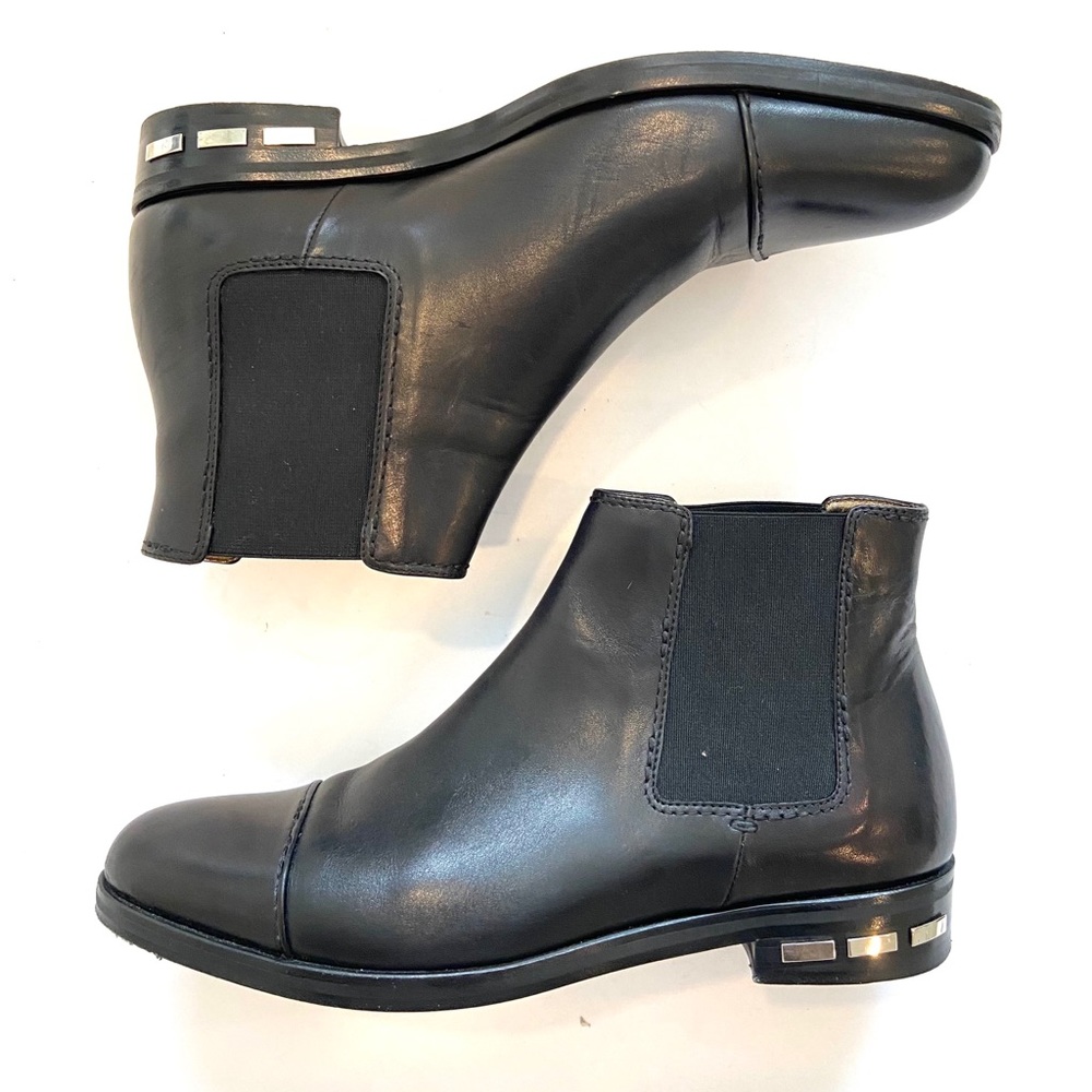 Lanvin Black Leather Chelsea Slip on Studded Boot